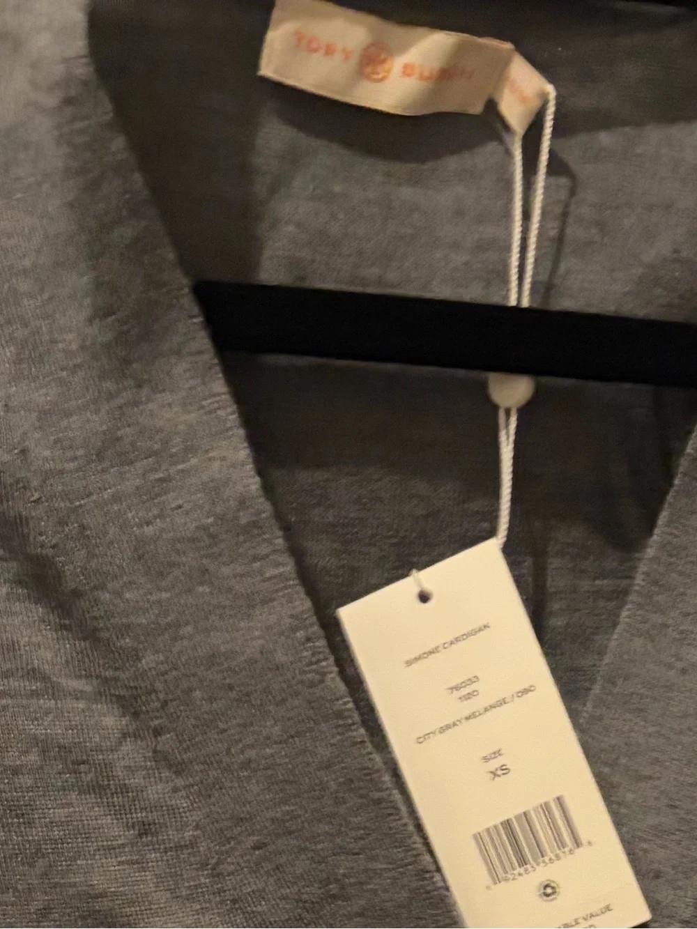 NWT Tory Burch Light Gray V-Neck Button Cardigan